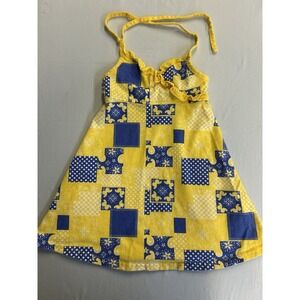 Vintage Y2K Simply Basic Girls Halter Sundress Patchwork Print Size 4